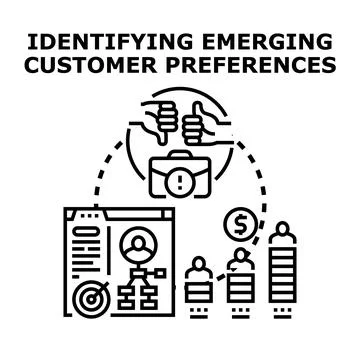 Identifying emerging customer preferences using market analysis Stock Illustration