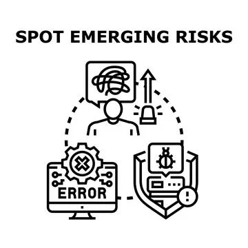 Identifying emerging risks, threat management, and problem solving concept Stock Illustration
