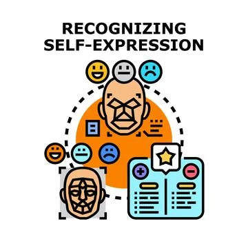 Identifying emotional state and recognizing personal self expression Stock Illustration