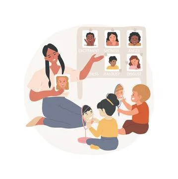 Identifying emotions isolated cartoon vector illustration Illustrazione stock