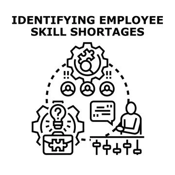 Identifying employee skill shortages and business gap analysis Stock Illustration