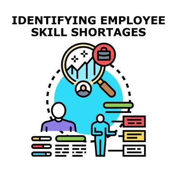 Identifying employee skill shortages concept illustration Stock Illustration
