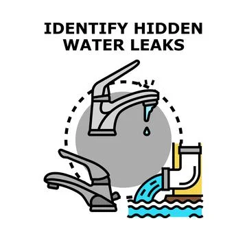 Identifying hidden water leaks and water waste problem Stock Illustration
