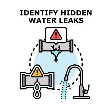 Identifying hidden water leaks and plumbing problems Stock Illustration