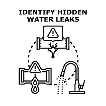 Identifying hidden water leaks and plumbing problems Stock Illustration