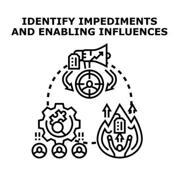 Identifying impediments and influences for successful business analysis Stock Illustration