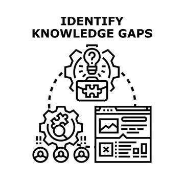 Identifying knowledge gaps strategy for business development Stock Illustration