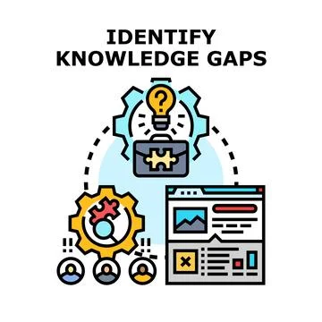 Identifying knowledge gaps strategy for business development Illustrazione stock