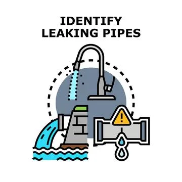 Identifying leaking pipes and water system problems Stock Illustration