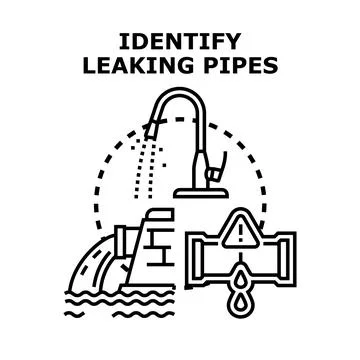 Identifying leaking pipes and water system problems Stock Illustration