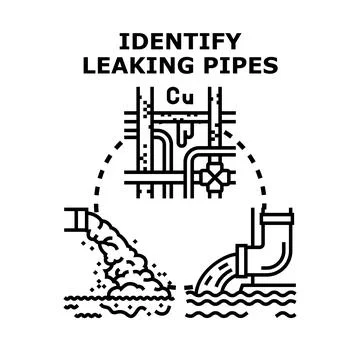 Identifying leaking pipes causing water pollution and damage Stock Illustration