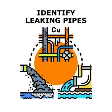 Identifying leaking pipes causing water pollution and damage Stock Illustration