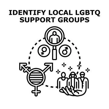 Identifying lgbtq support groups and community help Stock Illustration