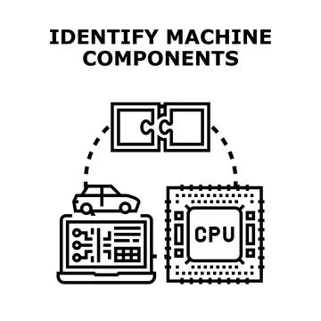 Identifying machine components and integrating engineering solutions concept Stock Illustration