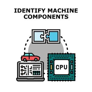 Identifying machine components and integrating engineering solutions concept Ilustración de archivo