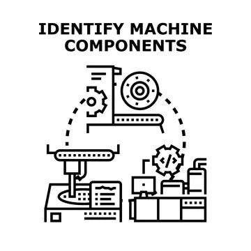 Identifying machine components vector icon concept Stock Illustration