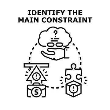Identifying main constraint for business problem solving Stockillustratie