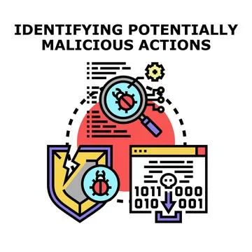 Identifying malicious actions threatening cybersecurity and data privacy 库存插图