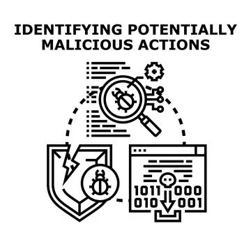 Identifying malicious actions threatening cybersecurity and data privacy 스톡 일러스트