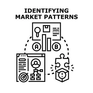 Identifying market patterns analysis and business strategy planning concept Stock Illustration