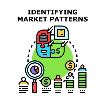 Identifying market patterns for business analysis and growth Stock Illustration