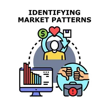 Identifying market patterns vector concept illustration 스톡 일러스트