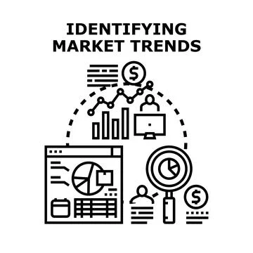 Identifying market trends for business analysis Stock Illustration
