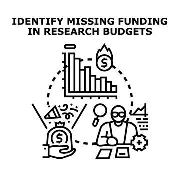 Identifying missing funding in research and development budgets Illustrazione stock