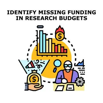 Identifying missing funding in research and development budgets Illustrazione stock