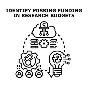 Identifying missing funding in research budgets concept Иллюстрация