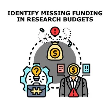 Identifying missing funding in research budgets concept Stock Illustration