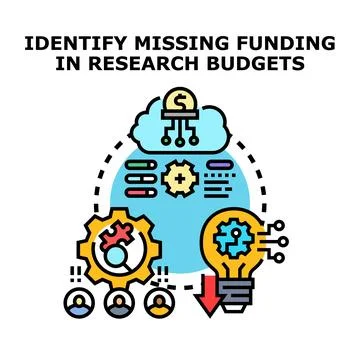 Identifying missing funding in research budgets concept Stock Illustration