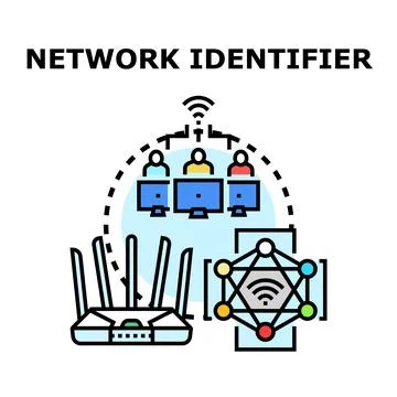 Identifying network devices and user connections wirelessly Stock Illustration