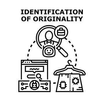 Identifying originality and verifying product authenticity concept Stock Illustration