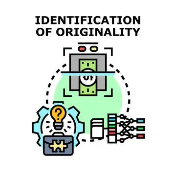 Identifying originality process for intellectual property and value Stock Illustration
