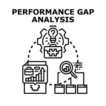 Identifying performance gap analysis strategy for business achievement 스톡 일러스트