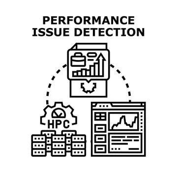 Identifying performance issue in high performance computing systems Stock Illustration