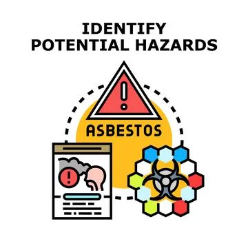 Identifying potential hazards including asbestos and biohazard risks Stock Illustration