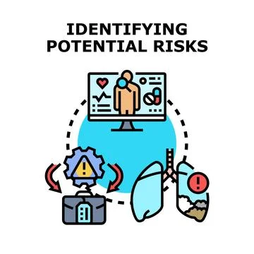 Identifying potential risks in health and business analysis Stock Illustration