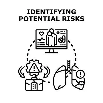 Identifying potential risks in health and business analysis Stock Illustration
