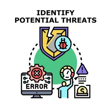 Identifying potential threats and cybersecurity risks concept Stock Illustration