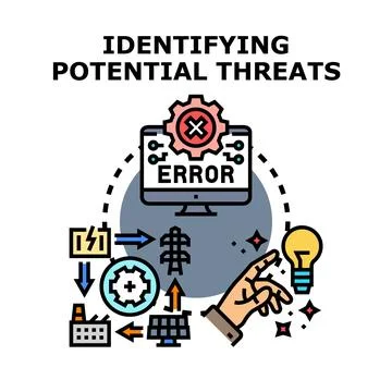 Identifying potential threats in system processes problem solving Stock Illustration