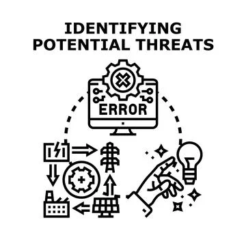 Identifying potential threats in system processes problem solving Stock Illustration