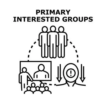 Identifying primary interested groups and stakeholders Stock Illustration