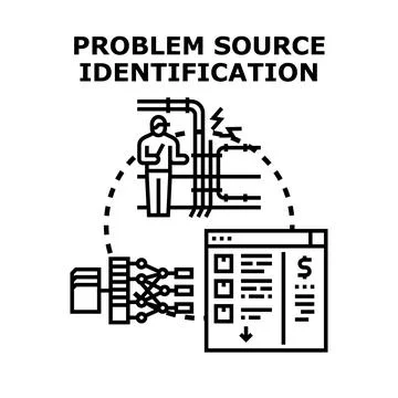 Identifying problem source for business data analysis Stock Illustration