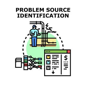 Identifying problem source for business data analysis Stock Illustration