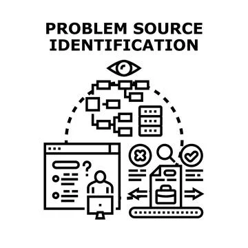 Identifying problem source in business process and information system Stock Illustration