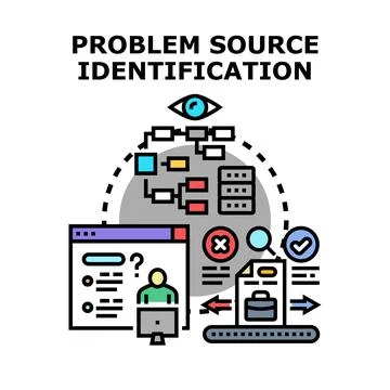 Identifying problem source in business process and information system Stock Illustration