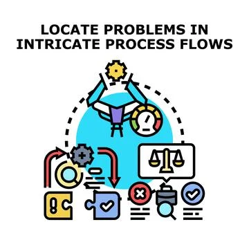 Identifying problems in complex business process flows Stock Illustration