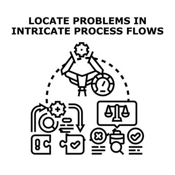 Identifying problems in complex business process flows Stock Illustration